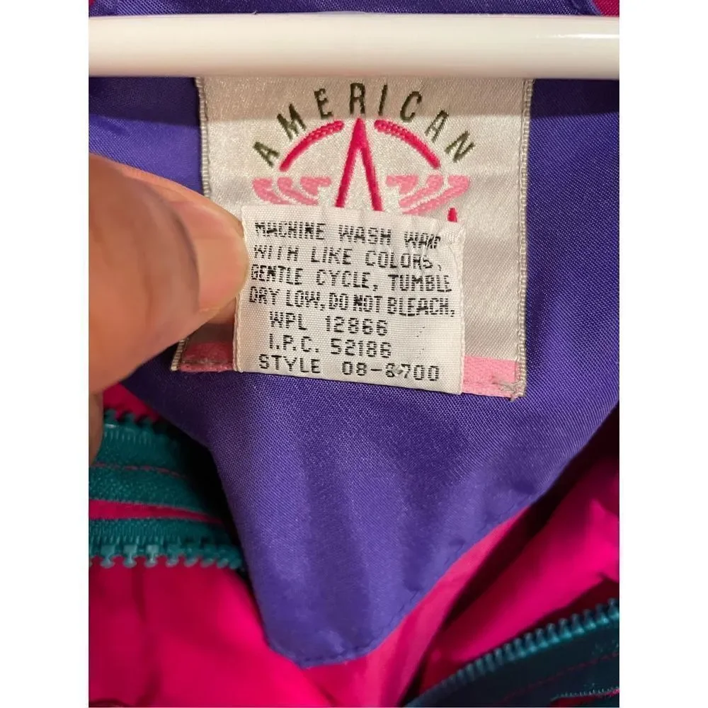 American Vintage Windbreaker Women’s L Full Zip 80s Flashdance Psychedelic
